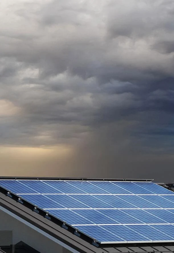 solar panel in cloudy weather